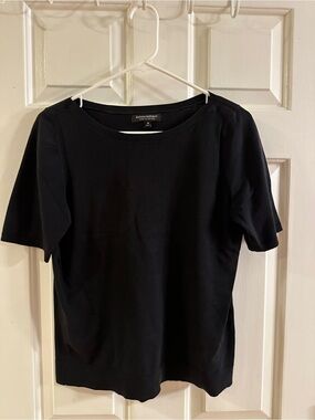 Banana Republic Black Short-Sleeve Crewneck Sweater